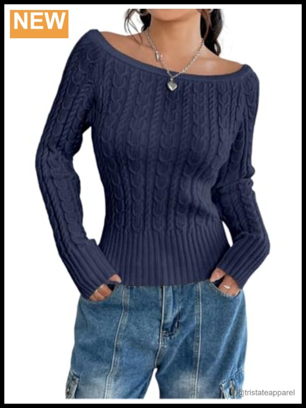 Women's Long Sleeve Off Shoulder Ribbed Slim Fit Pullover Sweater Y2K Knit